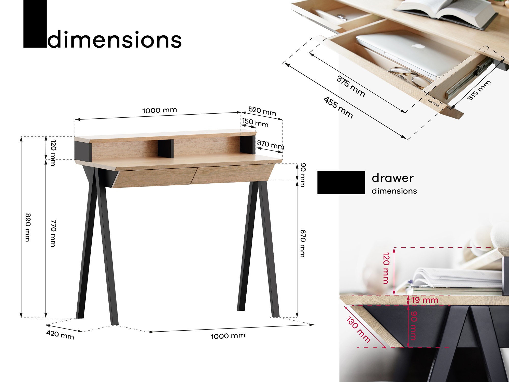 Wooden Office Desk Small Desk White Desk Laptop Desk - Etsy
