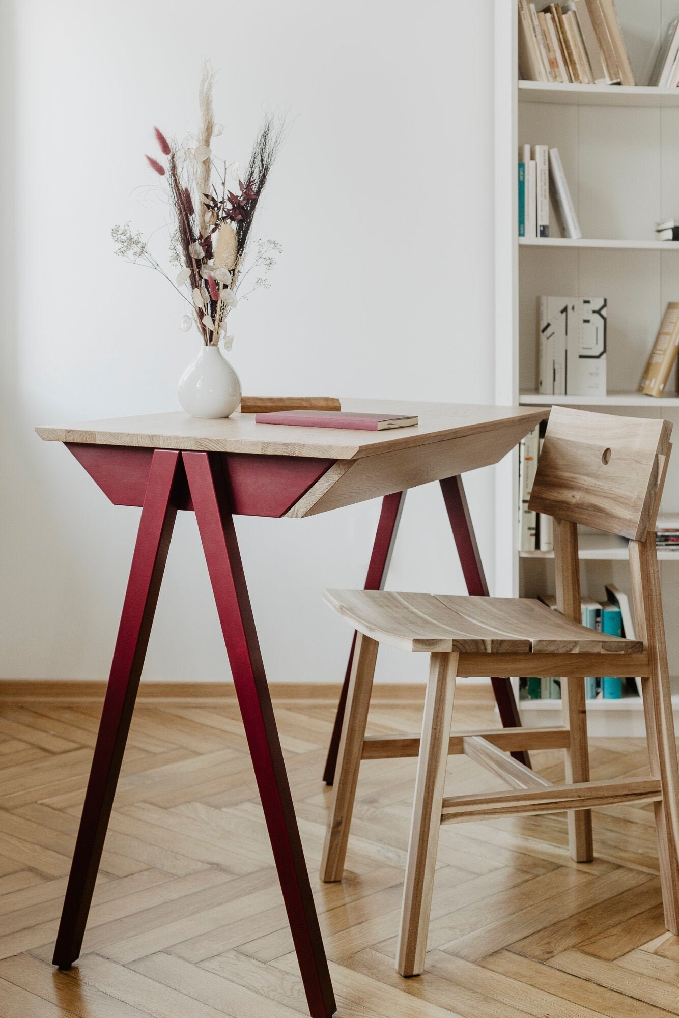 Wooden Office Desk, Small Desk, Solid Oak Desk With Drawers, Pupil Desk