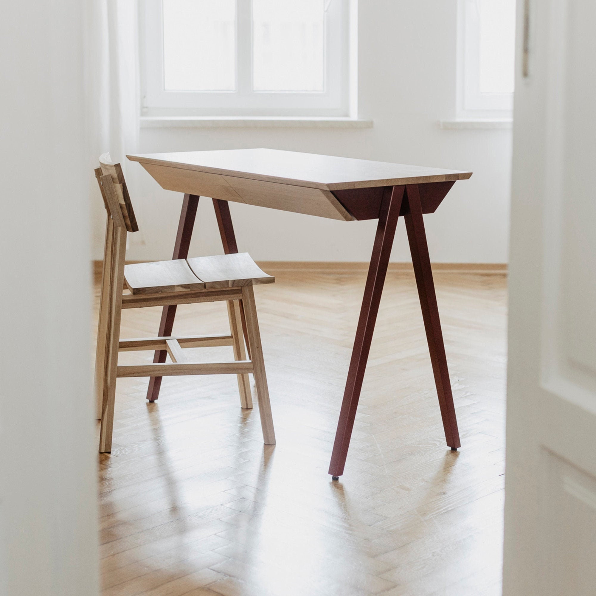 Wooden Office Desk, Small Desk, Solid Oak Desk With Drawers, Pupil Desk