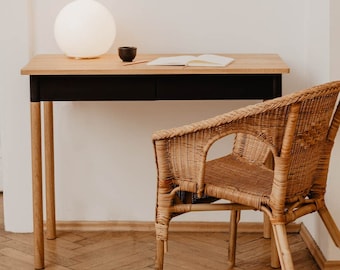 Chêne massif scandinave, élégant bureau d'ordinateur pour espaces de travail modernes, bureau en bois, bureau à domicile, bureau 100 x 50 cm,