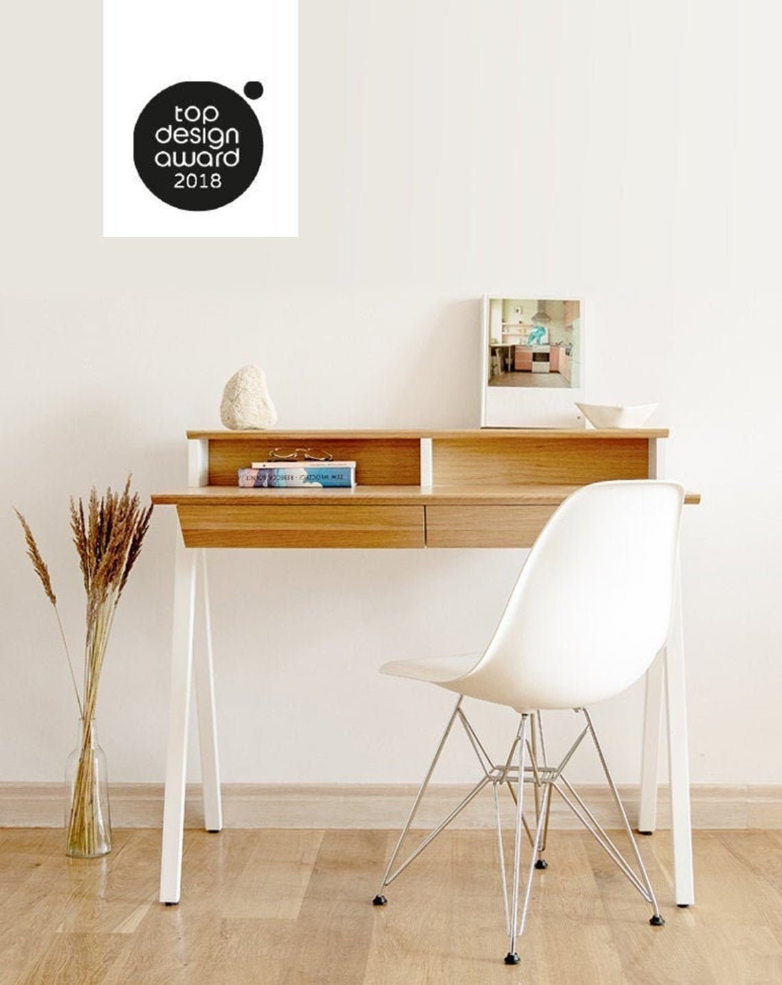 Bureau en bois, bureau en bois massif, bureau simple, travail à domicile,  petit bureau, 100x50 cm vogel S -  France