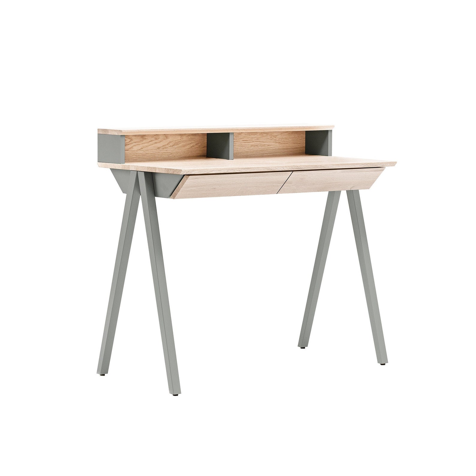 Wooden Office Desk, Vogel S 100 Cm X 50 Cm, Gray With Shelf, Bleached Oak Etsy