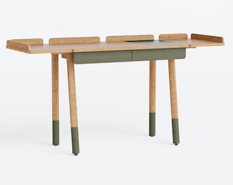Rise desk green, that grows with your child, desk for kids,Desk with changeable height,Rise wooden desk with adjustable