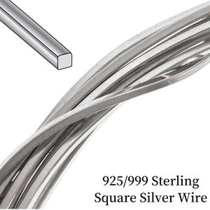 925/999 Sterling Silver Square Wire,soft Half Hard Wire Beading Wire Wire  Wrap for DIY Jewelry Making Accessories,3 Feet90cm 