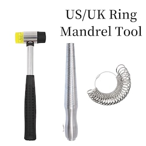 US/UK Ring Mandrel,Ring Gauges Finger Sizer,Rubber Mallet Hammeror For DIY Jewelry Ring Making