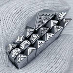 Indiaans geïnspireerde driehoekstempel, stalen ponsen sieraden metaal, armband doe-het-zelf gereedschap, voor cadeau
