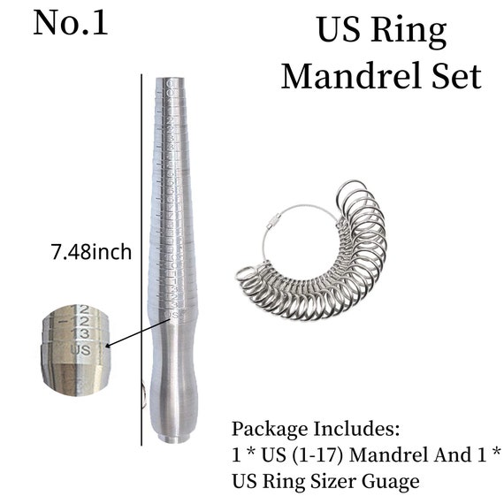 US/UK Ring Mandrel,ring Gauges Finger Sizer,rubber Mallet Hammeror