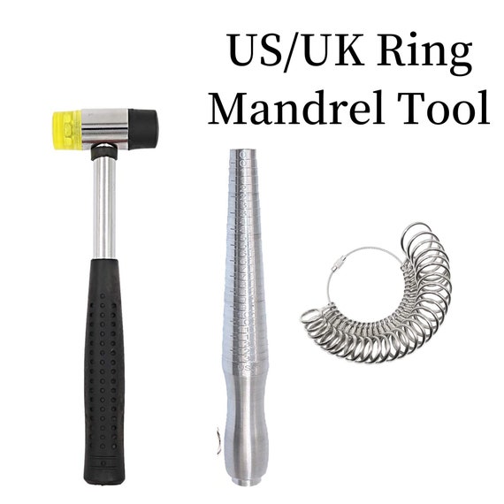 US/UK Ring Mandrel,ring Gauges Finger Sizer,rubber Mallet Hammeror