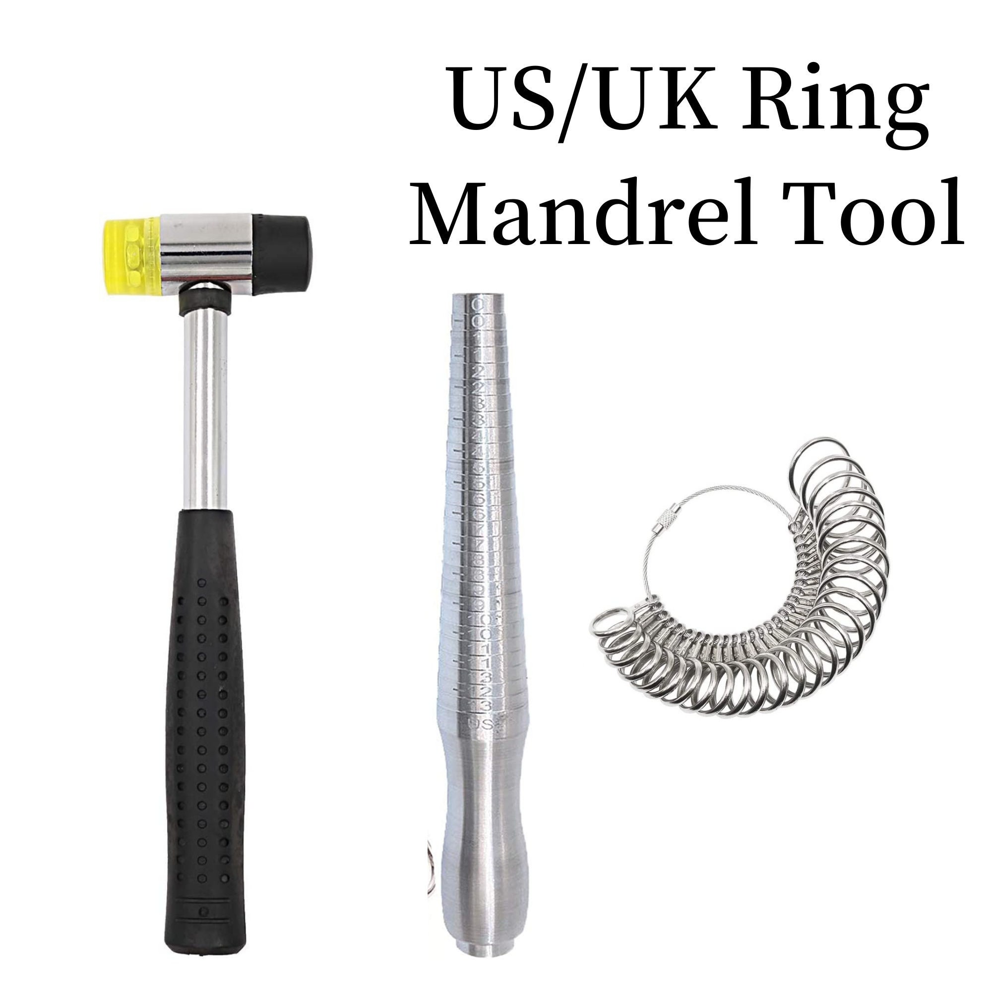 Jewelry Ring Measuring Tool, Aluminum & Plastic Ring Size Mandrel