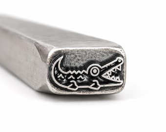 Crocodile Metal Stamp, 7 x 3 mm Steel Jewelry Punch for Metalwork and Leather
