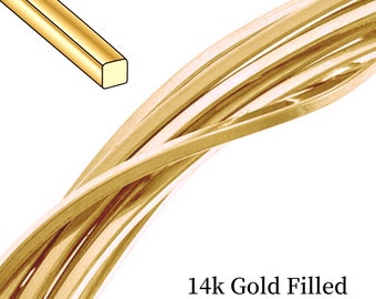 14K Gold Filled Square Wire: Soft or Half Hard 3.28 Feet(approx 1 meter)