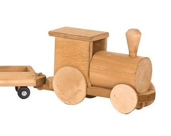 40" JUMBO TOY TRAIN - Engine Coal & Cargo Cars and Caboose Amish Handmade Toys, Harvest Finish