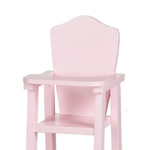 Pink Wooden Doll High Chair USA Handmade Heirloom Wood Playroom Furniture