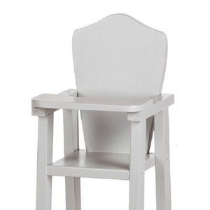 Gray Wooden Doll High Chair USA Handmade Heirloom Wood Playroom Furniture