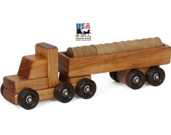 Handmade Amish Wood Barrel Truck: Toddler Toy