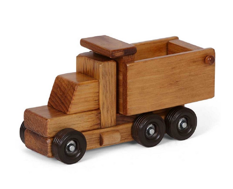 Set of Four (4) Wooden Toy Construction Trucks Amish Toy Work Vehicles immagine 2