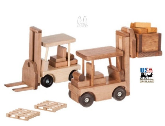 wooden forklift toy