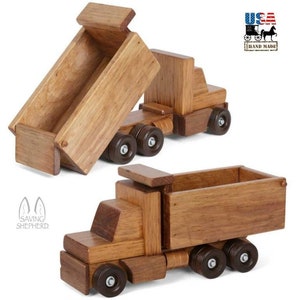 Large WOOD DUMP TRUCK - Handmade Wooden Construction Working Toy - Etsy