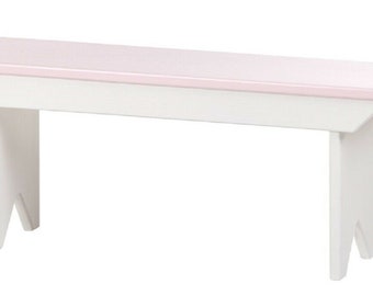 TODDLER BENCH Pink & White Finish Amish Handmade Solid Maple Wood Preschool Playroom Furniture Child Seat USA
