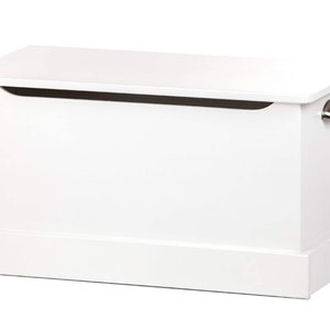 Wood Toy Box, White - USA Handcrafted Playroom Furniture Storage