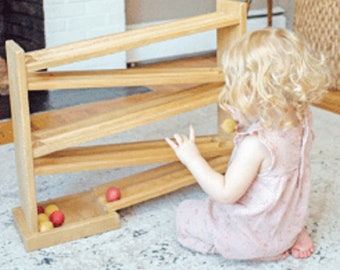 WOOD BALL RUN - Marble Racetrack Toy Roller Race Game