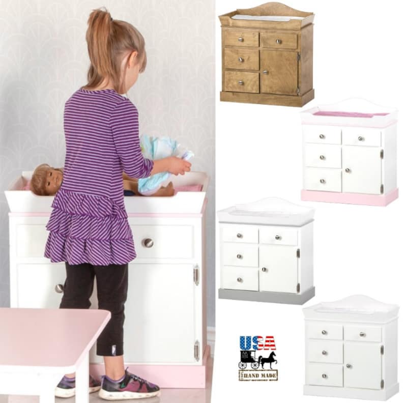 Baby Doll Changing Table Storage Natural Stain Etsy