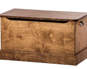 Wood Toy Box, Natural Stain - USA Handcrafted Playroom Storage