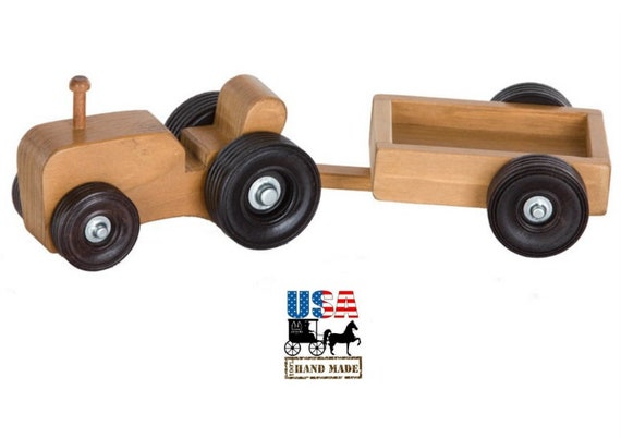 Amish Hand-Made USA Wooden Toy Car Roller *Painted Red & Yellow* 