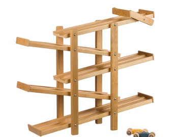 Switchback Car Racer - Wooden Toy Racetrack, Natural Harvest Finish