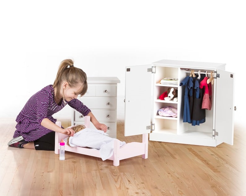 Deluxe Doll Wardrobe Armoire White Heirloom Wood Doll Etsy