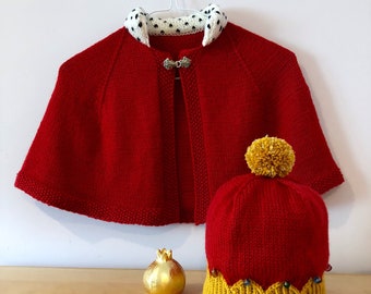 Patrón de capa y gorro de punto Little Majesty, patrón pdf, disfraz infantil