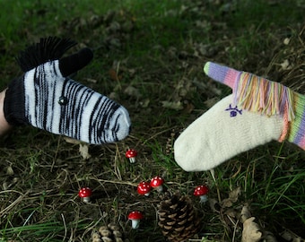Patrón manoplas unicornio Zooey Zebra, manoplas de punto, manoplas para niños, patrón pdf