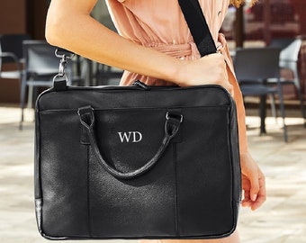 Personalised leather look laptop bag, laptop case, laptop bag, personaised work bag, personalised briefcase