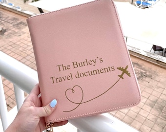 Personalised Travel Organiser, Initial, Monogram, Travel Document Holder, Personalised Passport Holder