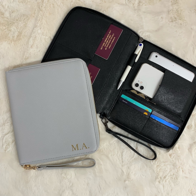 Personalised Initial, Monogram, Travel Document Holder, Personalised Travel Organiser, Personalised Travel Pouch, Passport Holder 