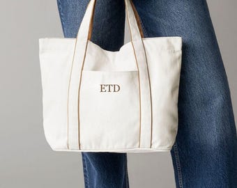 Personalised Embroidered Tote Bag, Recycled Cotton, Magnetic Closure