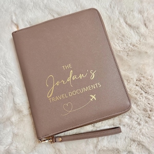 Taupe Travel Document Holder, passport case, passport holder, holds upto 6 passports, travel case