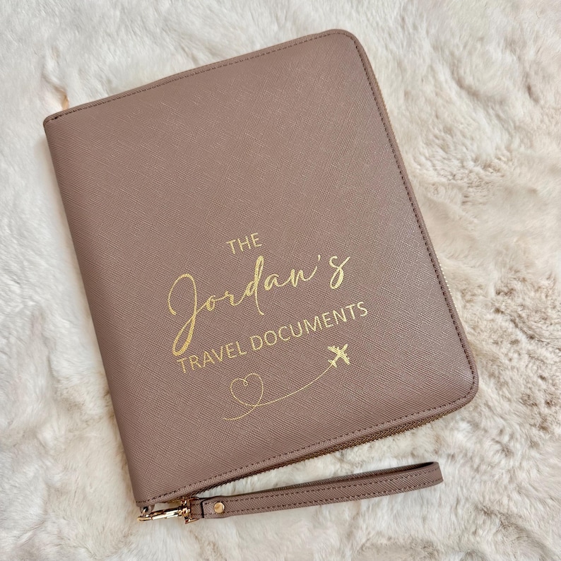Taupe Travel Document Holder, passport case, passport holder, holds upto 6 passports, travel case