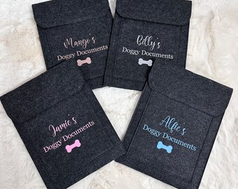 Personalised Pet Document Folder, Custom Made, Vet Notes, Dog Document Holder, Felt Folder, Felt Sleeve, New Puppy