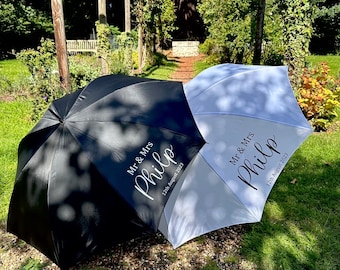 Wedding Umbrella, Mr & Mrs Umbrella, Personalised White Umbrella, Personalised Black Umbrella,  Wedding Day, available with or without print