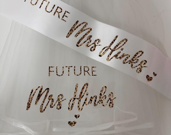 Personalised hen party veil & sash. classy personalised veil, bride to be gift, bridal shower, hen party sash, Bride Veil,  Bride to Be Veil
