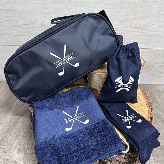 Personalised golf shoe bag and towel hotsell
