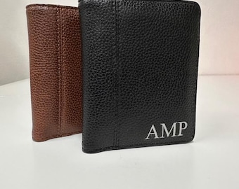 Personalised Leather Look Wallet, Personalised Gift For Him, Men's Wallet, Personalised Fathers Day Gift, Personalised Wallet Initials