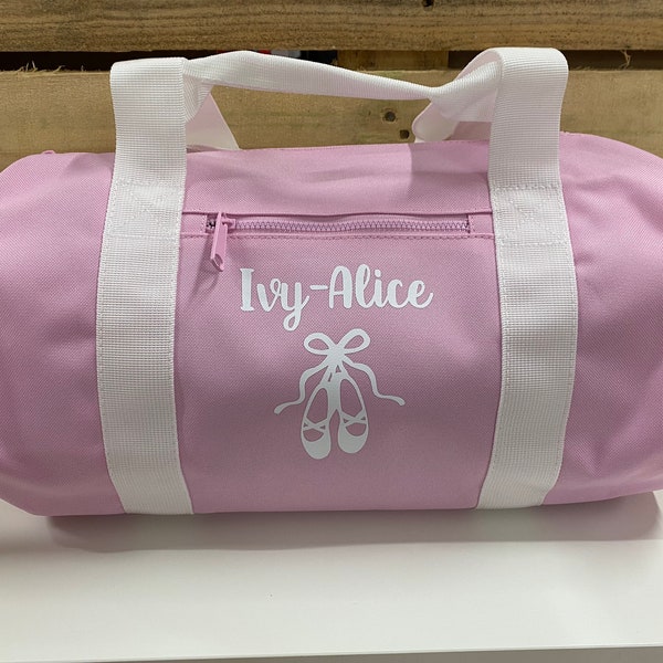 Personalised Ballet Dance Bag Girls Kids School, Ballet Holdall, Barrel Bag, Ballet Shoes