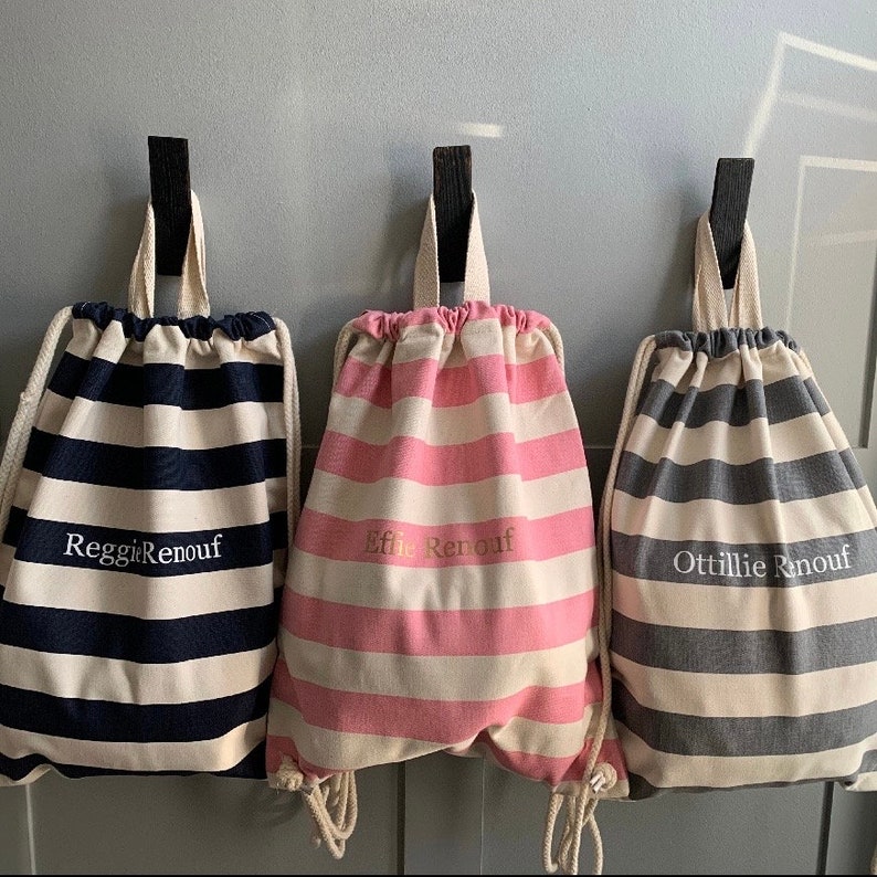 Brushed cotton canvas drawstring bag, available with or without printed personalisation.