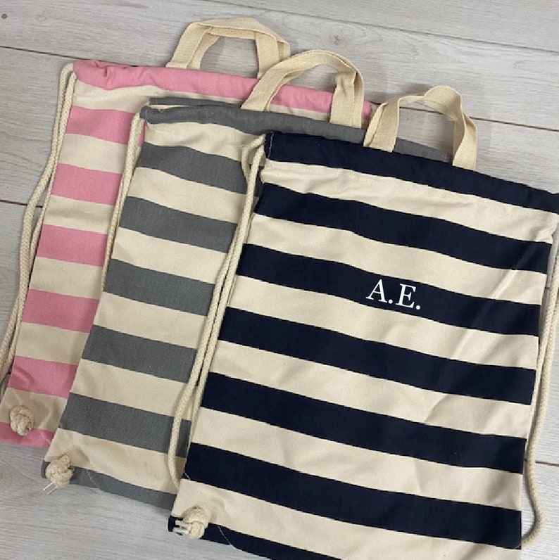 Personalised Nautical Drawstring Bag, Personalised Swimmng Bag, Rucksack, Gym Bag, Nursery Bag, Gymsac, Beach Bag, available in 3 colours image 2