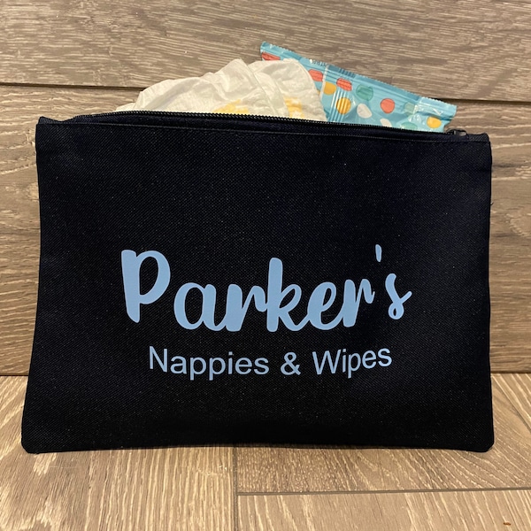 Personalised Nappy Bag, Travel Nappy Bag, Compact Nappy Bag, Newborn Bag, Personalised Baby Grab Pouch, Nappy wallet
