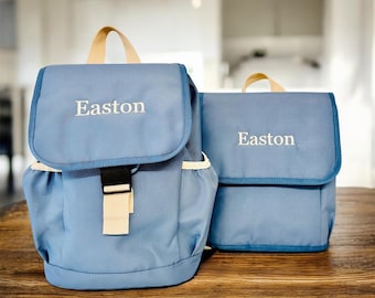Personalised Embroidered Backpack, Lunch Box, Kids Rucksack Nursery Bag, Personalised Preschool Backpack and Lunchbox Set