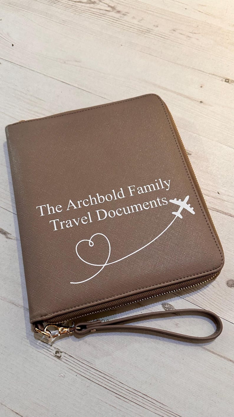 Personalised Travel Organiser, Initial, Monogram, Travel Document Holder, Personalised Passport Holder image 2