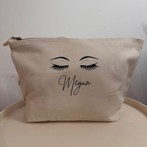 Personalised Lashes Bag, Cotton Canvas Make Up Bag, Cosmetic Bag, Eyelash Travel Pouch, Eyelash Case, Make Up Travel Pouch, Lash Tech Gift